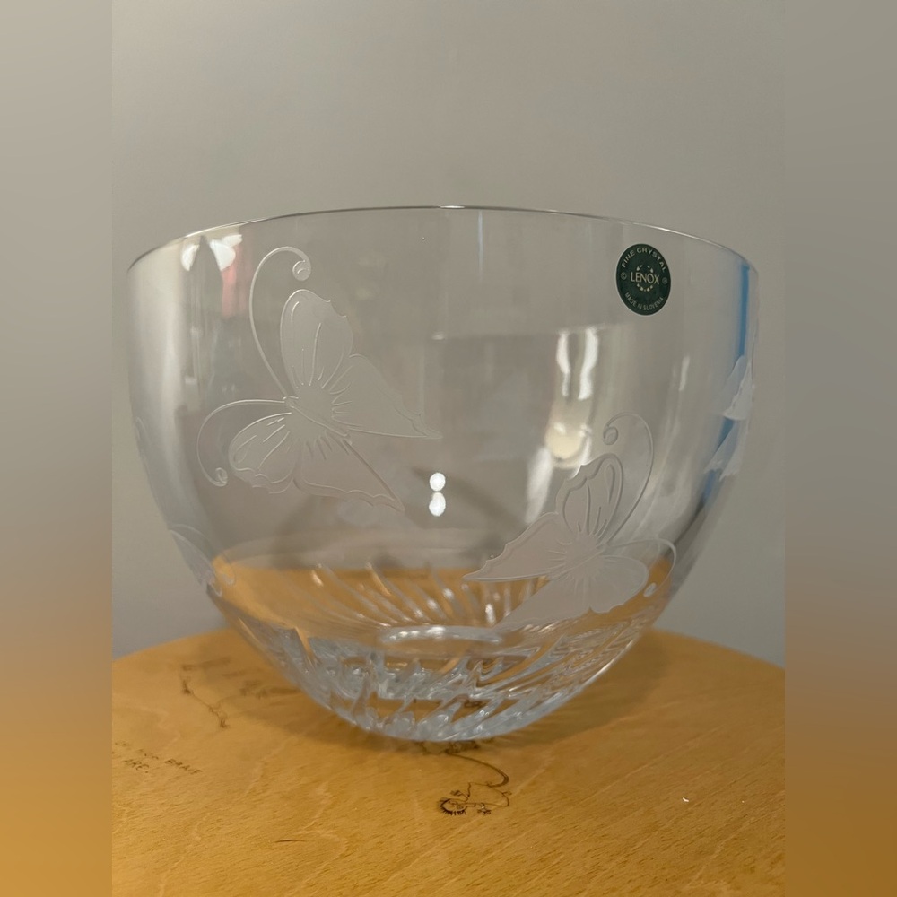 NIB Lenox Crystal Etched Butterfly 10” Bowl
